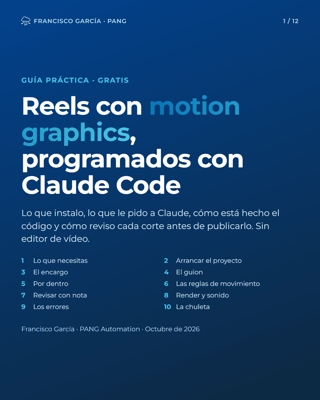 Portada de la guía «Reels con motion graphics, programados con Claude Code»